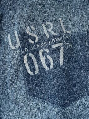 US Polo Ralph Lauren Classic Blue Denim Jean Maxi Slit Skirt Detail Back Pocket